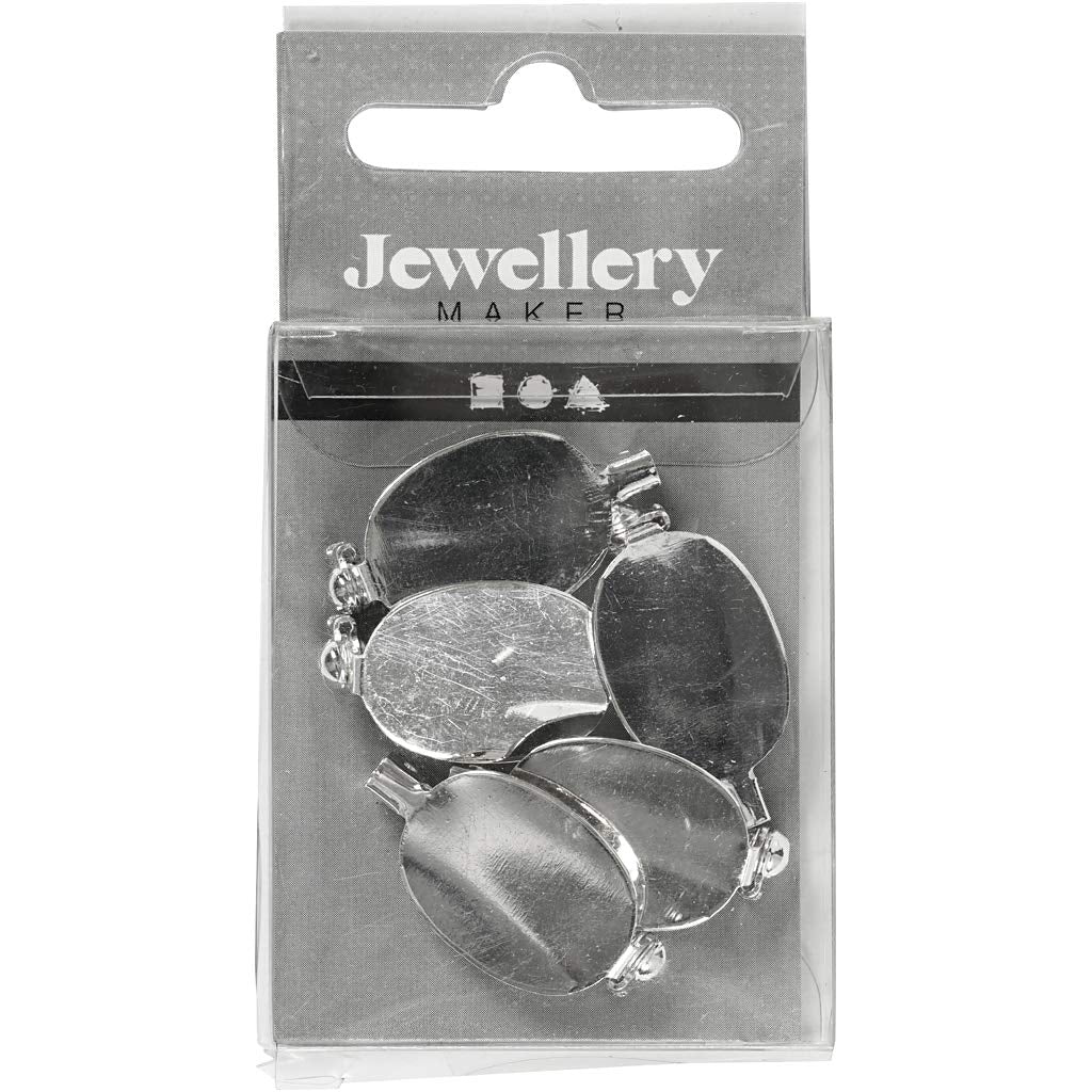 Creativ Company 600780 5-Piece Silver-Plated Brooch Backs