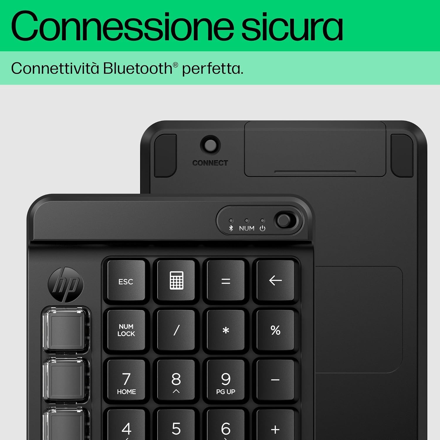HP 430 Programmable Wireless Keypad - Compatible with Chrome, PC or Mac - Bluetooth - Mechanical Keys - Swappable Keycaps - 9 Programmable Keys - Spill Resistant - Up to 24 Months Battery - Black