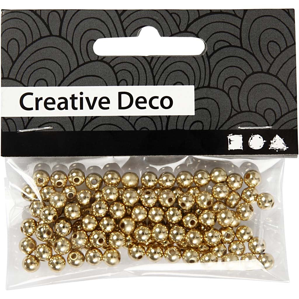 Wax Beads, D: 5 mm, gold, 100pcs