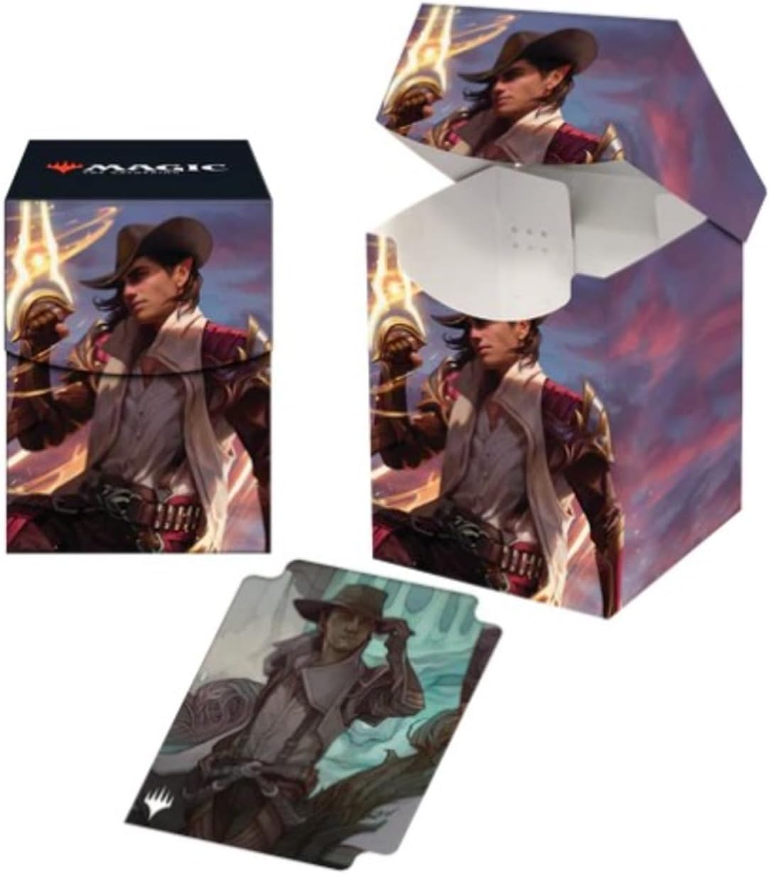 Ultra Pro - Outlaws of Thunder Junction 100+ Deck Box® Ft. Kellan for Magic: The Gathering, TCG accesorio de juego coleccionable soporte protector para mazo de cartas
