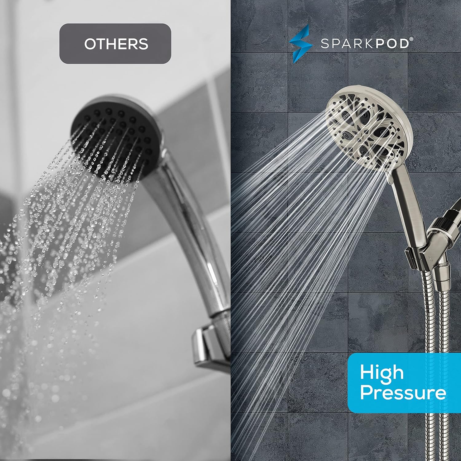 SparkPod 10 Setting High Pressure 5`` Shower Head Nickel