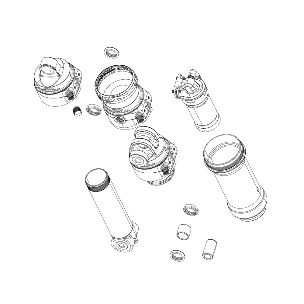 Rockshox Spare Rear Shock Damper Shaft Assembly (Includes Shaft, Needle, Eyelet, Stud, Bumper, Reducer) Super Deluxe Coil (A1-A2) Standard Shaft Eyelet 75mm