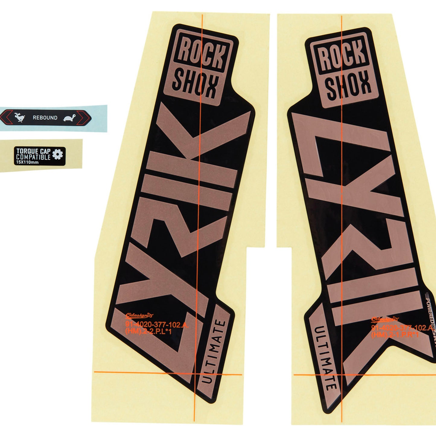 Rockshox Fork Decal Kit Lyrik Ultimate 27/29 (2021) Matte Copper Foil/High Gloss Black