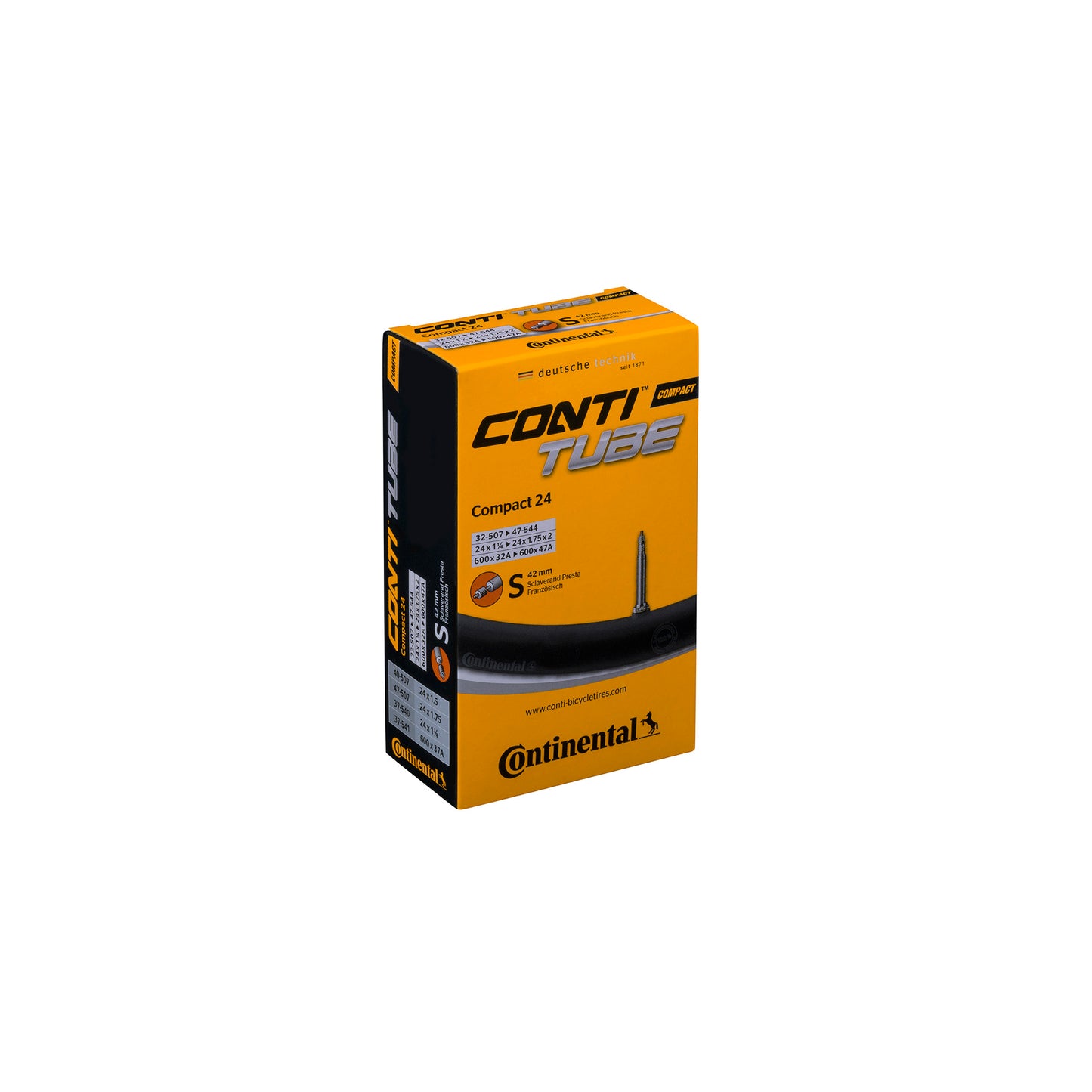 Continental Compact Tube Presta 42Mm Valve Black 20X1.10-1.25"