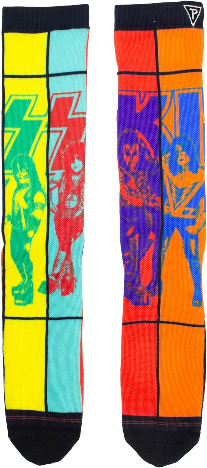 PERRI'S SOCKS, Special Edition Serie 1 Dye Sublimination Socken KISS DYE Sublimination Crew Offiziell lizenzierte Rock Band Socken Premium Damen Herren Socken Standardgröße, Schwarz, Medium, Edizione speciale - Calze di sottoscrizione colorante - Kiss Dye