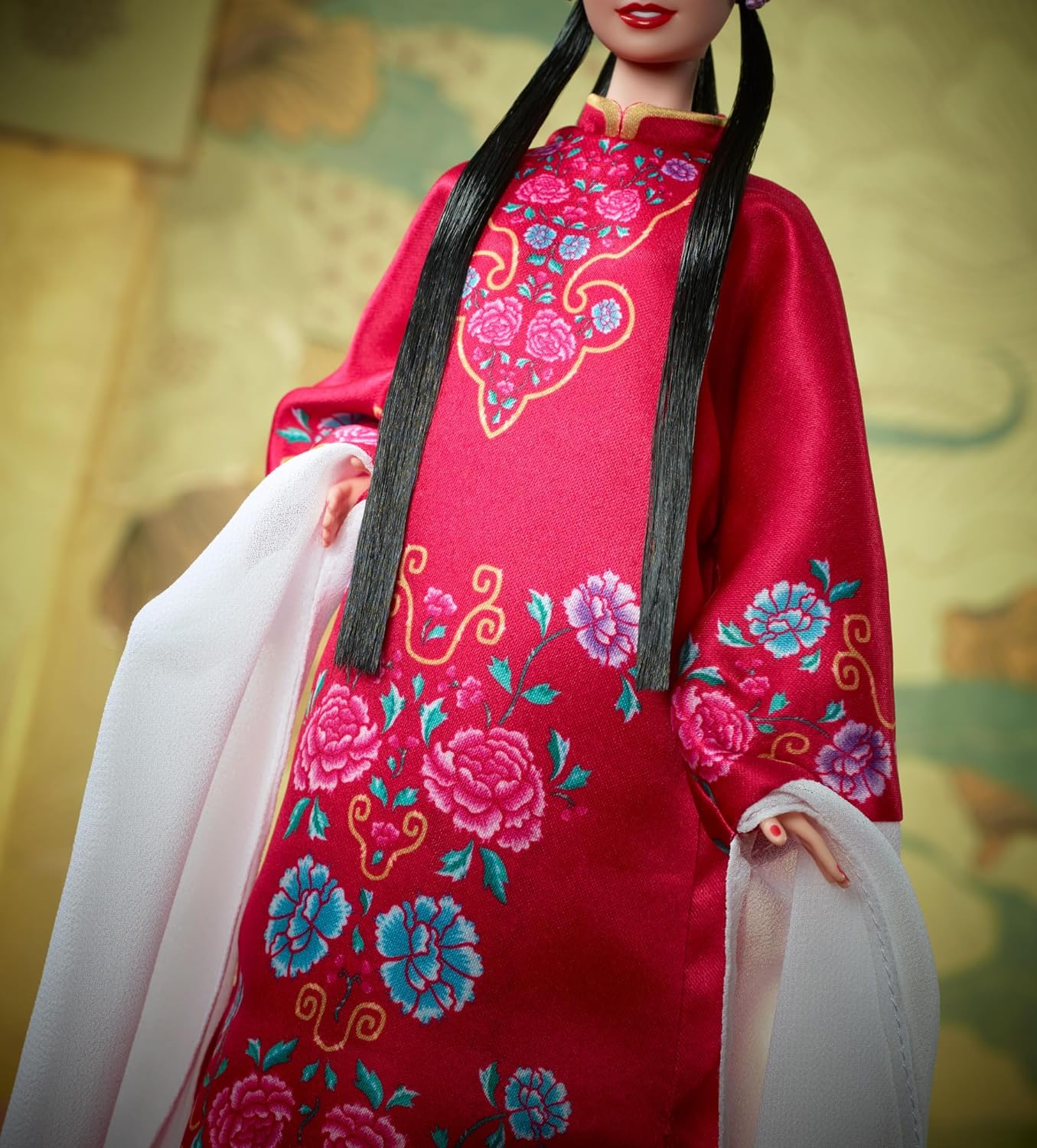 Barbie Signature Lunar New Year Doll, Collectible in Red Floral Robe with Traditional Accessories Inspired by the Peking Opera, HRM57