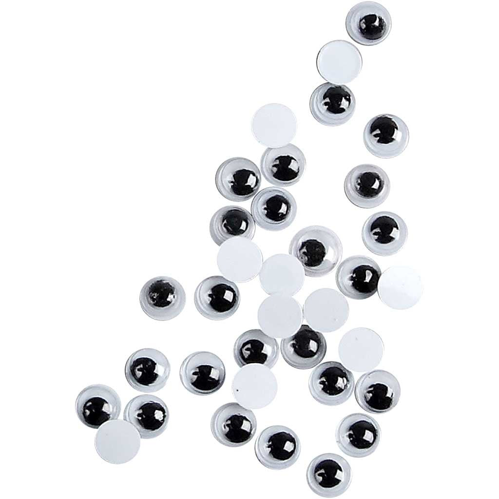 Googly Eyes, D: 6 mm, not sticky, 1000pcs