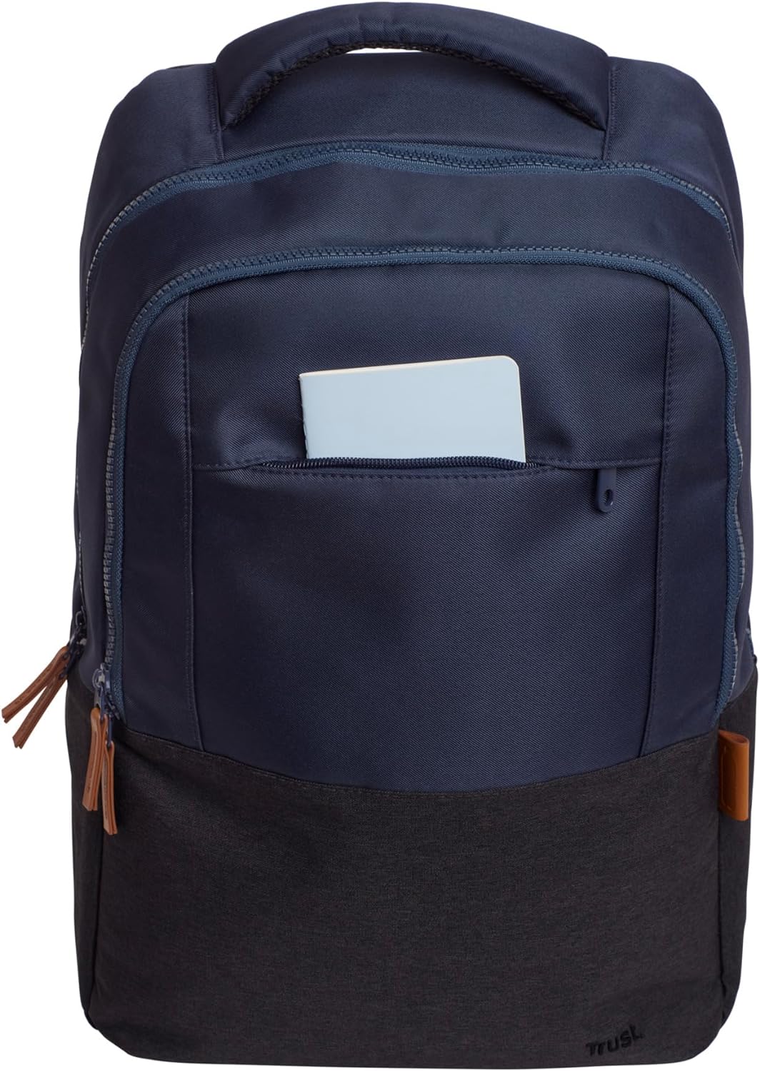 Trust Lisboa Laptop Backpack 16 inch, Travel Bag 23L with Trolley Strap, Made from Recycled Plastic, Shockproof Business Work Bag, Weatherproof Rucksack for Men, Women, College, University - Blue