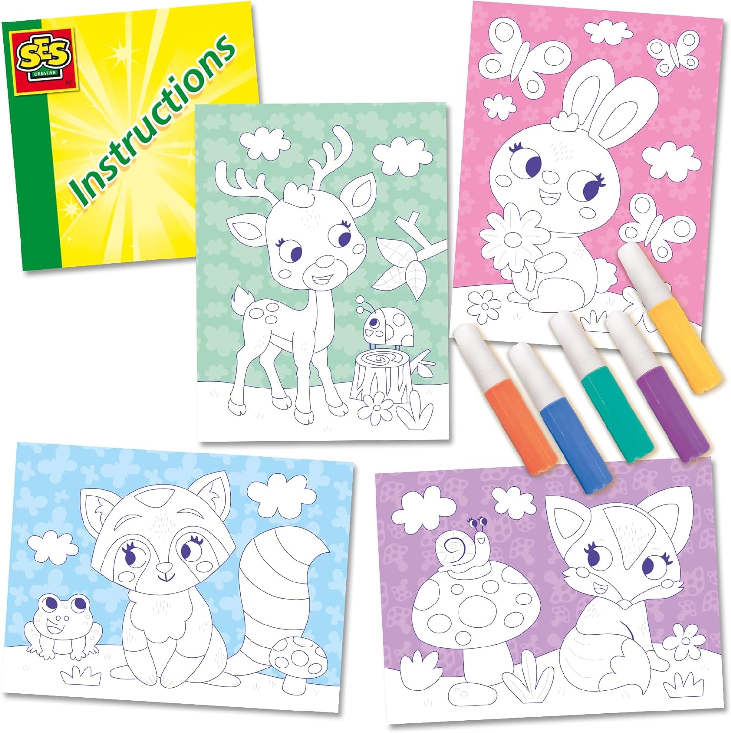 SES Creative 14136 Coloured Sand Art-Forest Animals, Yellow