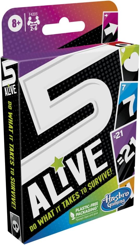 Hasbro Gaming 5 Alive, Fast-Paced Game Kids And Families, Family Quick Card Games 2 To 6 Players, Multicolor