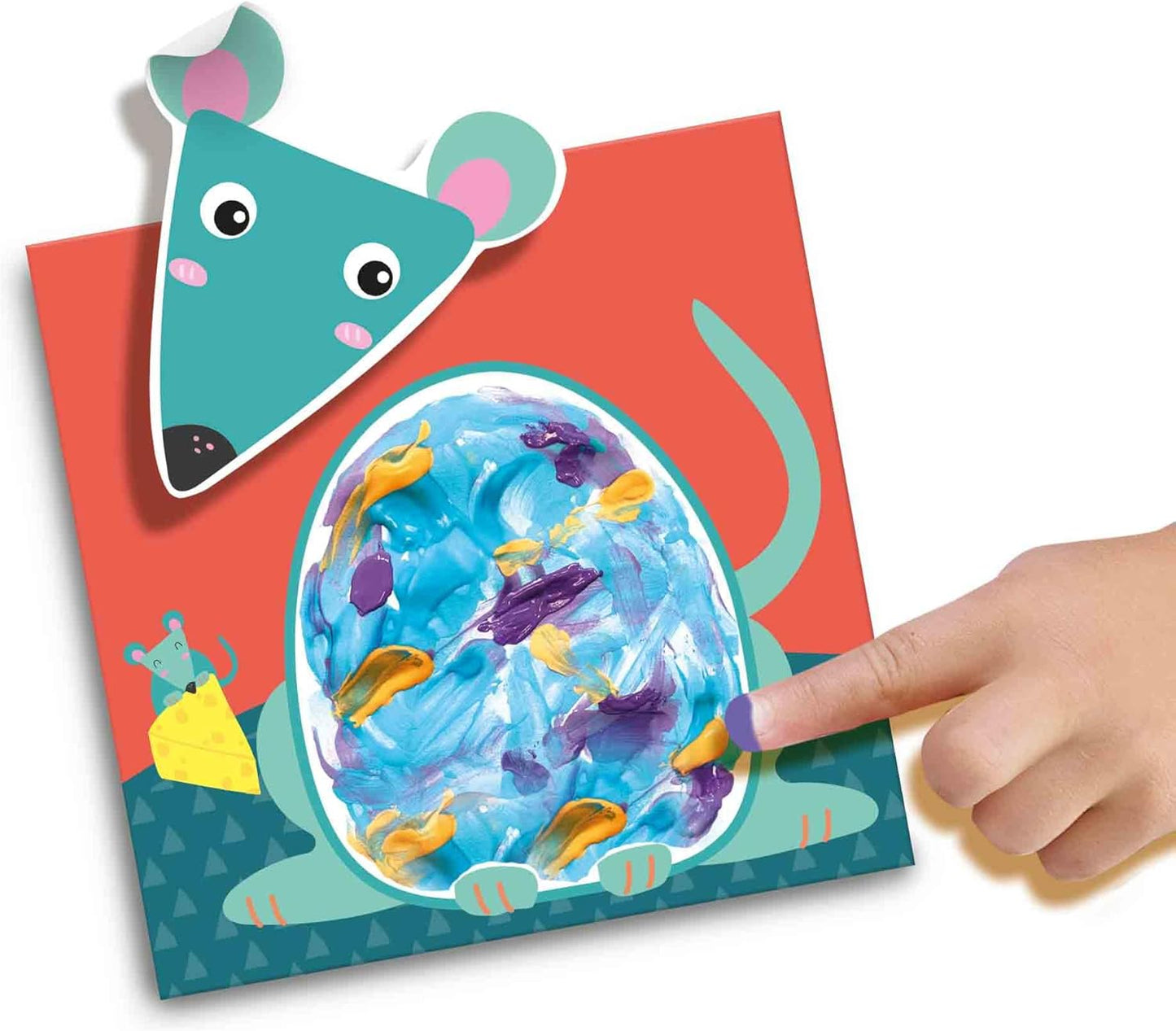 SES Creative 14444 - My First - Fingerpaint Animals, Bright Colours, Paint Set with 8 Painting Cards and 8 Large Animal Stickers for Young Children