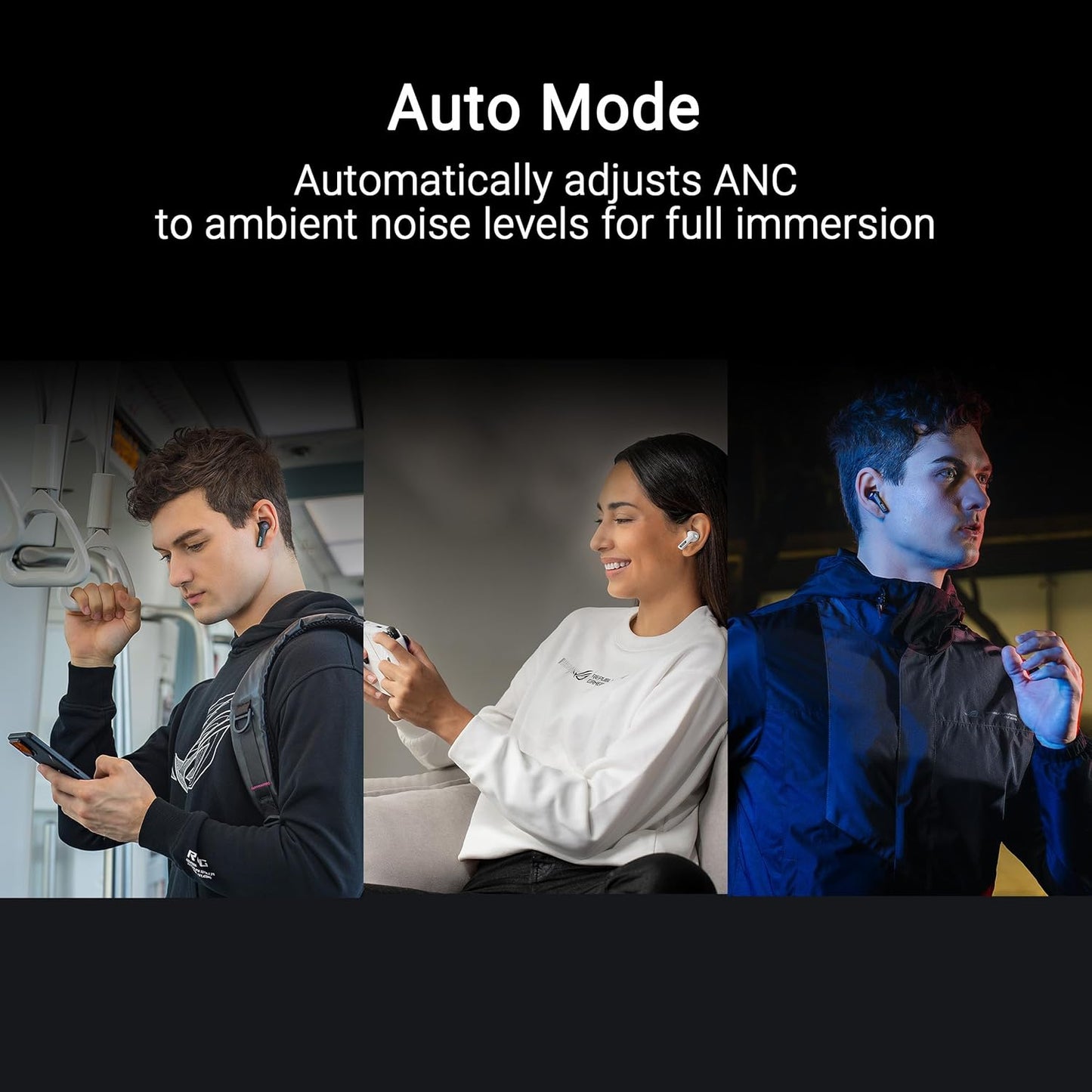 ASUS ROG Cetra True Wireless Speednova Cuffie Gaming Senza Fili, Tecnologia Wireless ROG SpeedNova, Audio 24 bit 96 kHz, Microfoni IA a Conduzione Ossea, ANC, Fino a 46 Ore di Autonomia, Nero