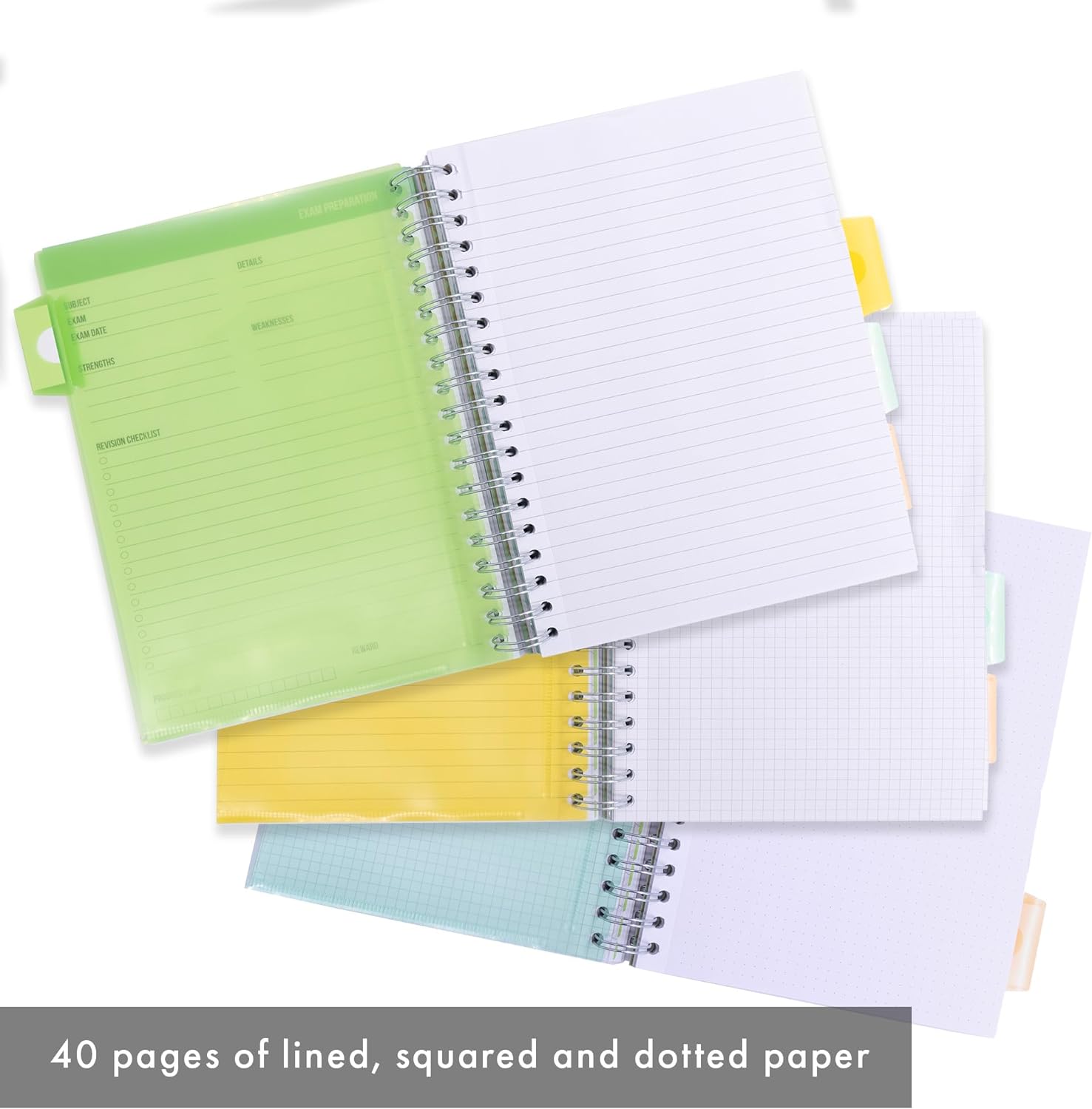 Pukka Pad, B5 Study Book - 120 Page, 60 Sheet B5 Notebook - Repositionable Dividers, Lined, Squared, & Dotted Paper, Schedules, Assignment & Grade Trackers, Exam Prep, and Revision Cards, 25.4 x 18cm