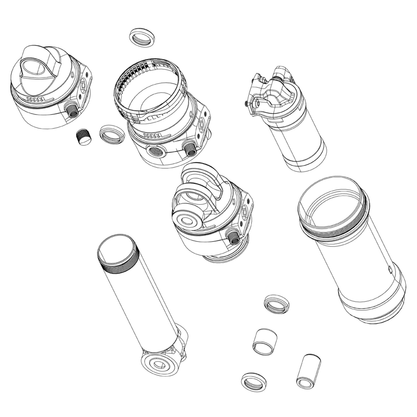 Rockshox Spare Rear Shock Damper Body Thrushaft (Includes Damper Body, Bushing & Seals) Super Deluxe Thrushaft C1 (2021) 62.5mm