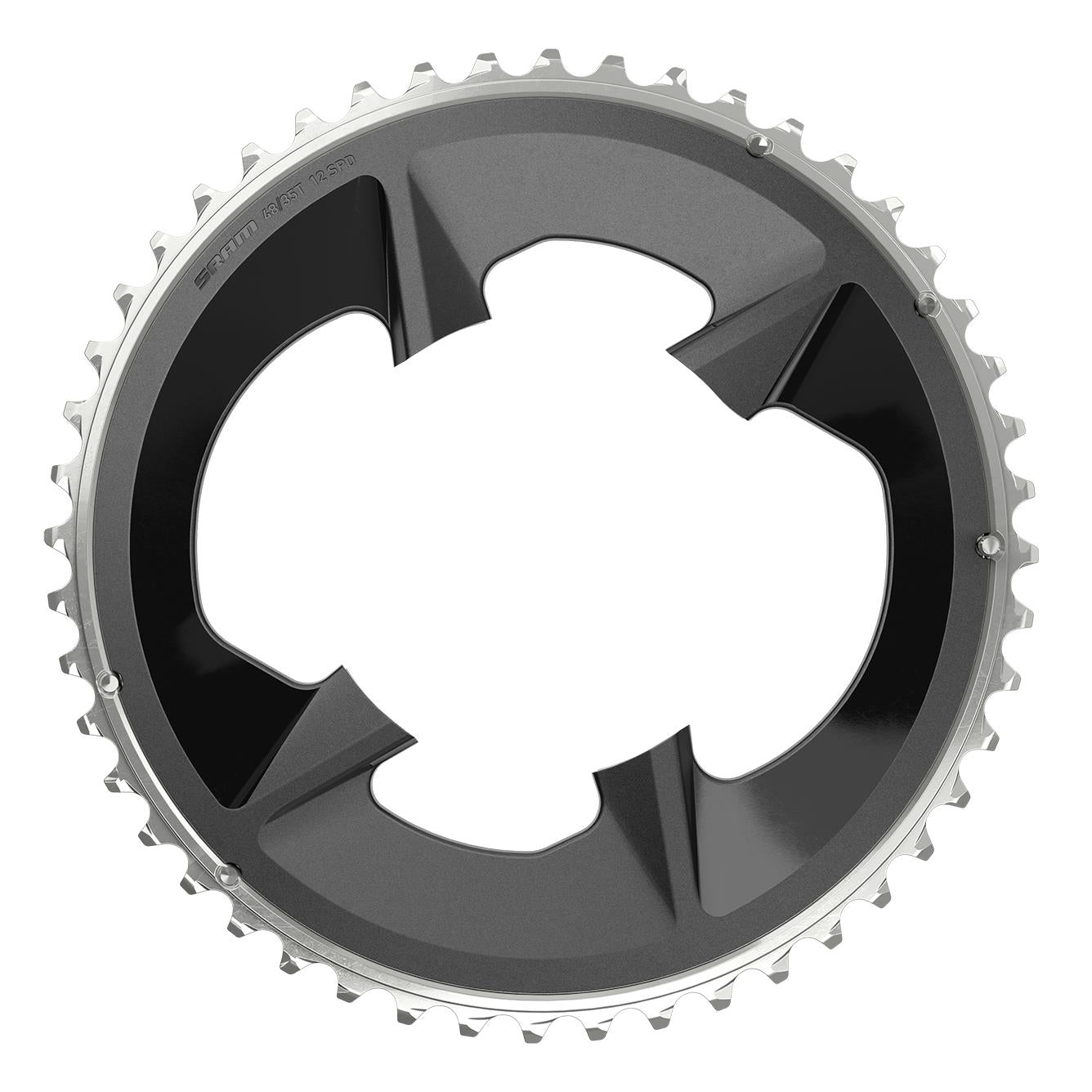 SRAM Rival Axs Chain Ring Road 107Bbd 2X12 Black With Cover Plate Black 48T