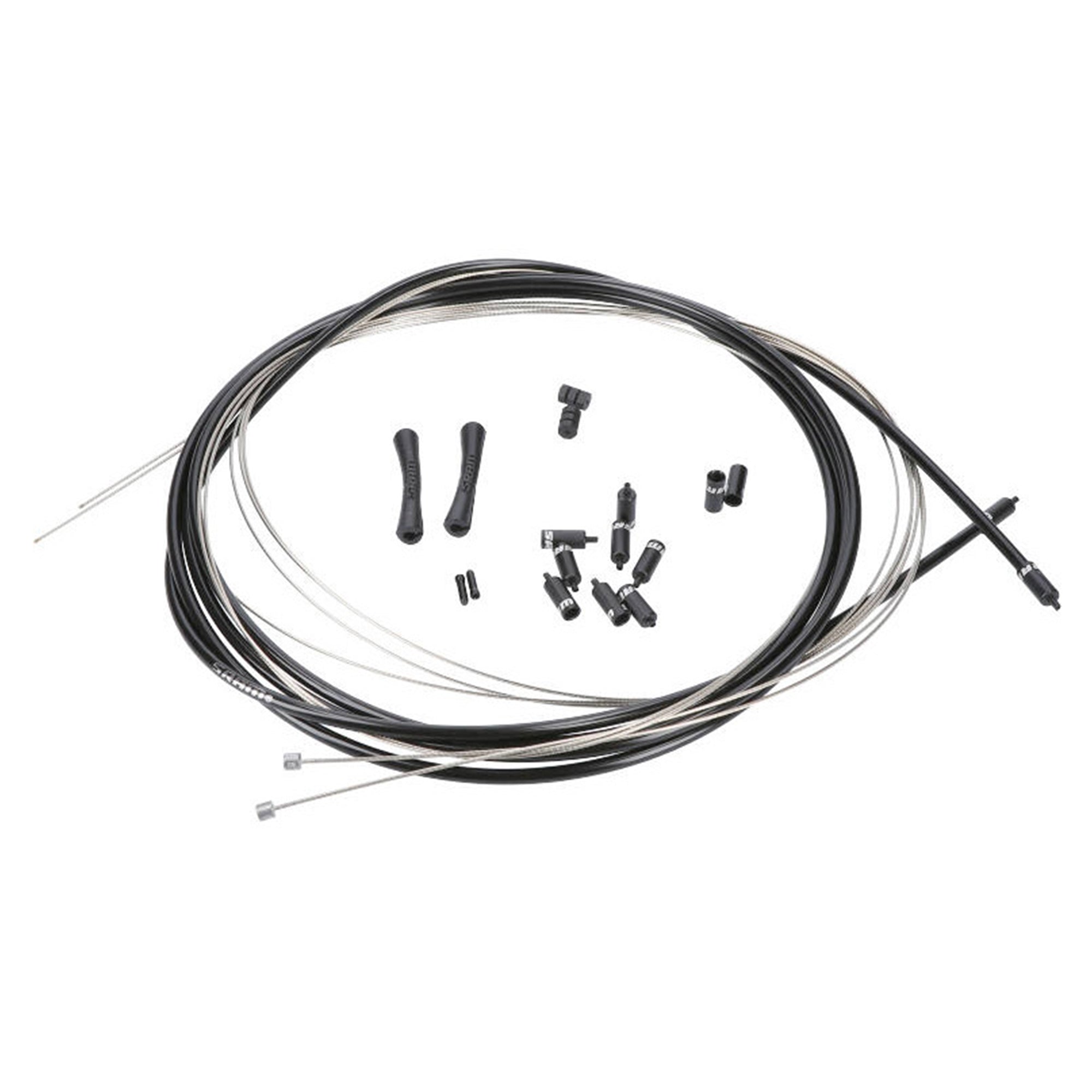 SRAM Slickwire Road And MTB Shift Cable Kit 4Mm (2X 2300Mm 1.1Mm Coated Cables, 4Mm Nylon Braided Housing, Ferrules, End Caps, Frame Protectors) Black