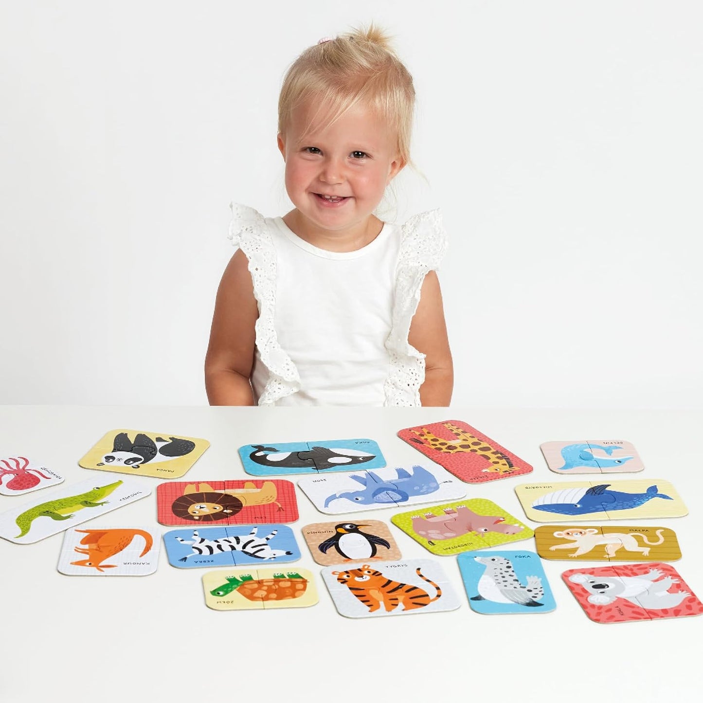 Puzzle Pairs Toddler Puzzles Wild Animals - Set of 18 2-Piece Beginner Puzzles to Encourage Early Learning and Speech Skills - for Little Kids Ages 18 Months and up