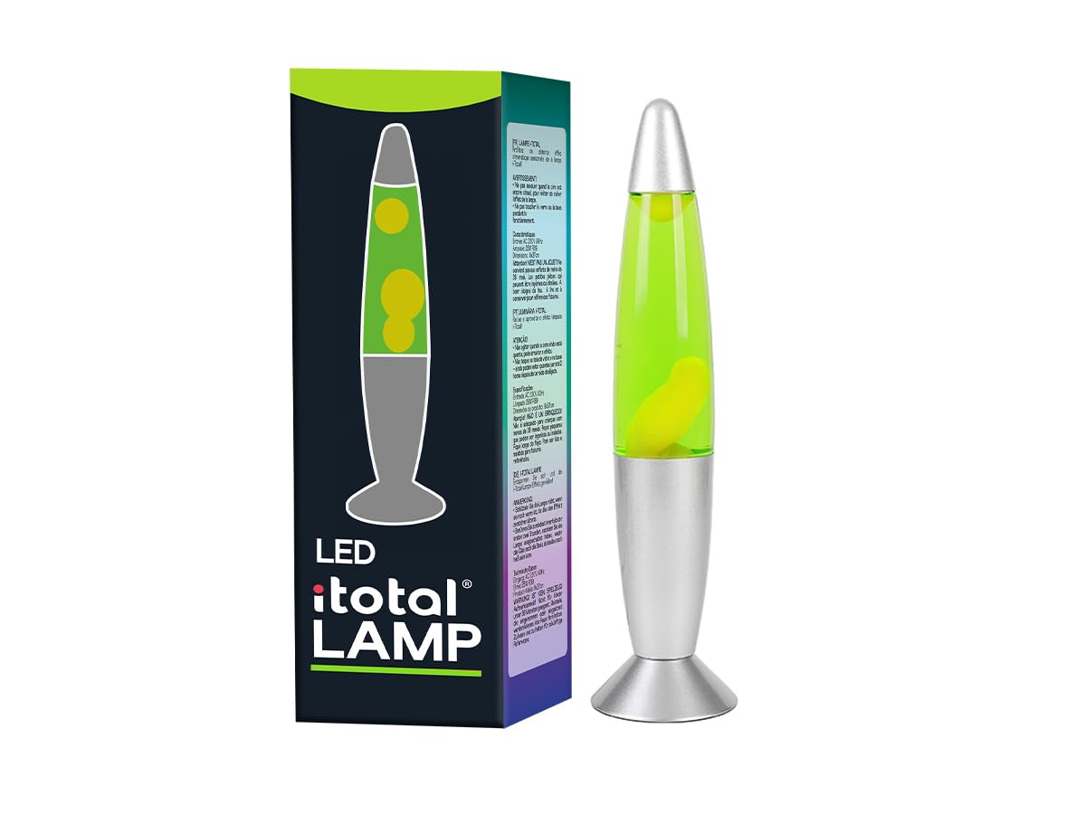 Itotal - Led Lava Lamp W/Green Light - Silver Base And White Wax (Xl2676)