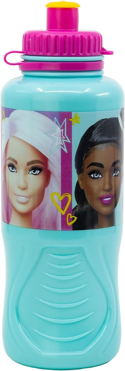 Stor Botella de agua de plástico infantil ergonómica de 430 ml de Barbie