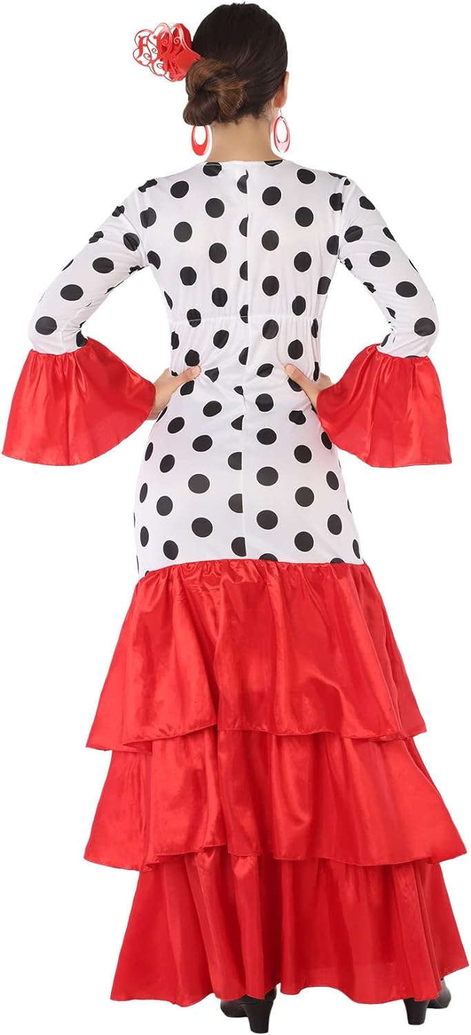 Atosa Women's Adult Flamenca Sevillana Costume White Red XXL