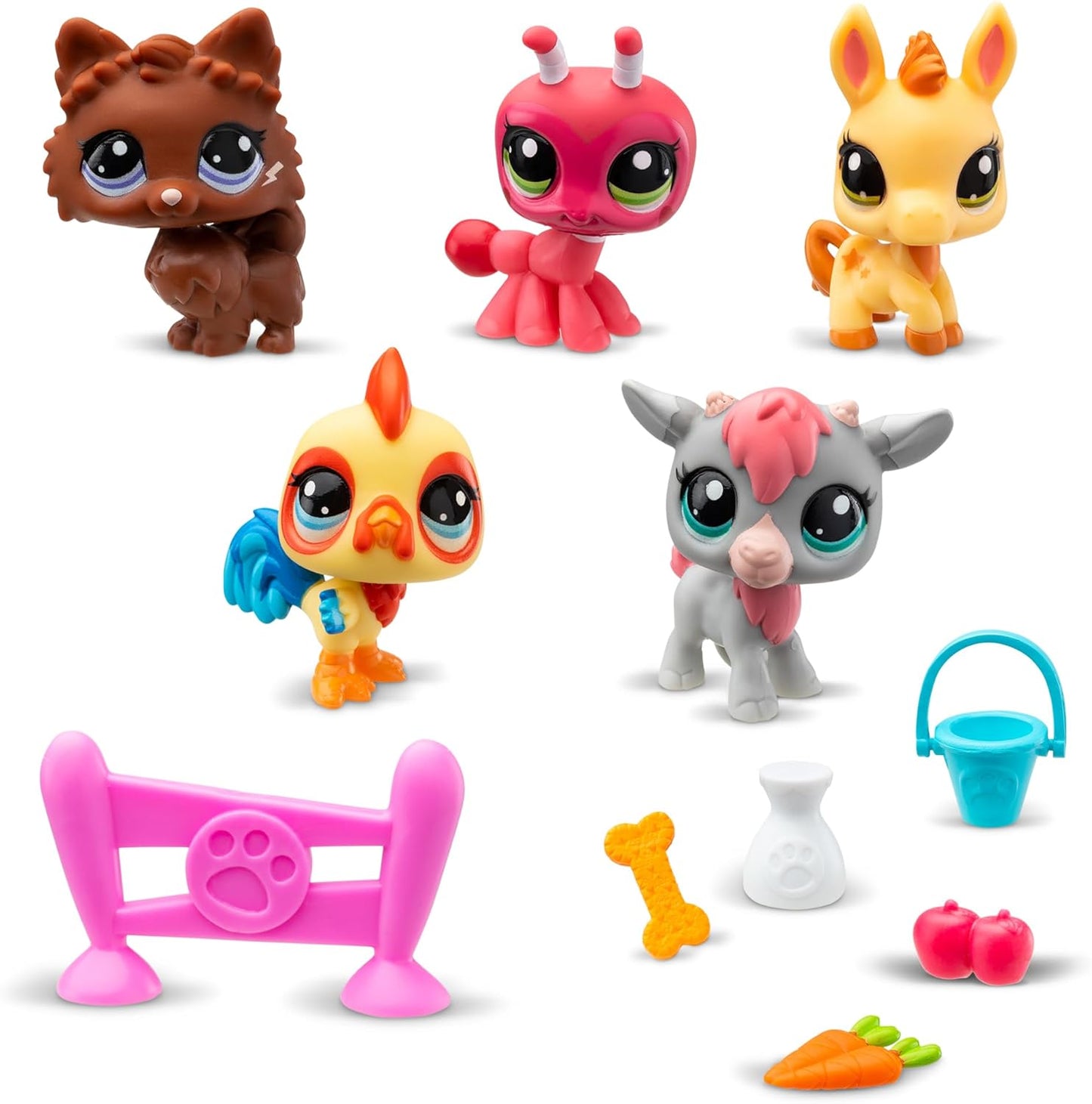 Littlest Pet Shop, Collectors Pack Farm Besties Pack, Mobile Heads, Gen 7 (Mascots #56 to #60), for ages from 4 years onward, BF00510 Multicolor