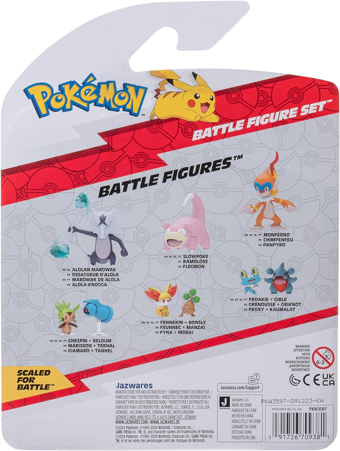 Pokémon Battle Figure 3 Pack - Features 2-Inch Pikachu and Machop and 3-Inch Alolan Muk Battle Figures