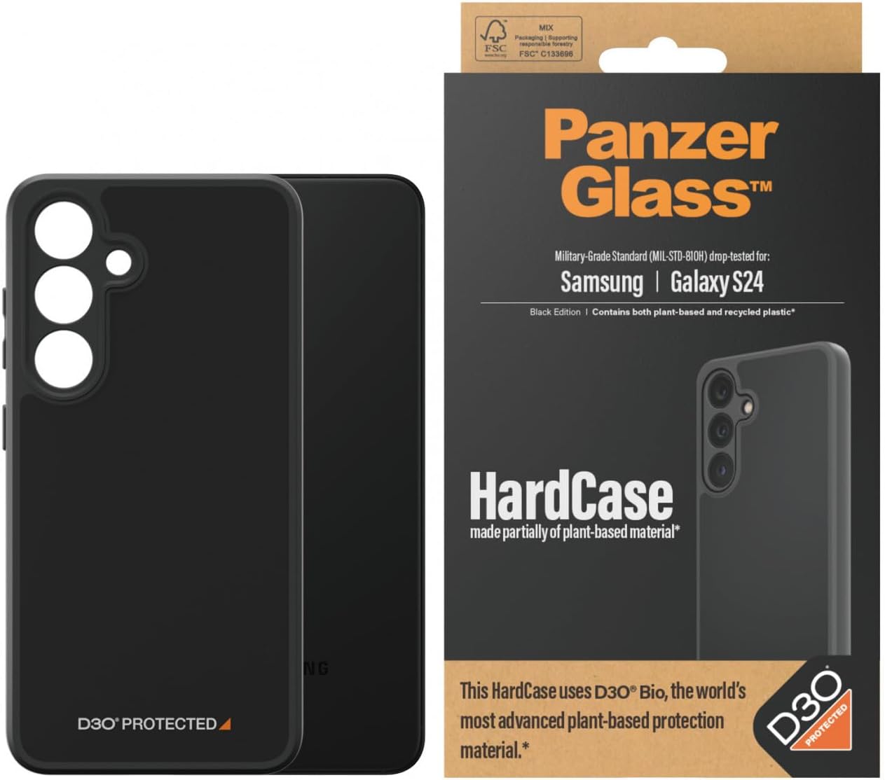 PanzerGlass ® HardCase Black w. D3O® Samsung Galaxy S24