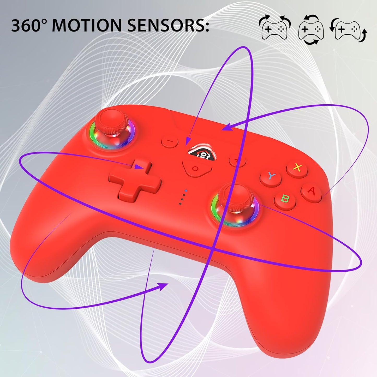Subsonic – Wireless controller for Switch and Switch Oled – Gamepad bluetooth controller with LED, vibrations ant 6 axis gyro - Red