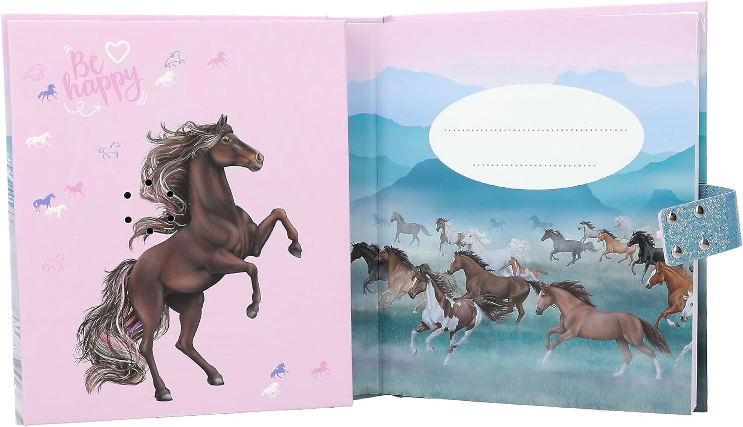Depesche Miss Melody 12418 Diary with Number Code and Sound, Book with Horse Motifs and 80 Lined, Colourfully Illustrated Pages