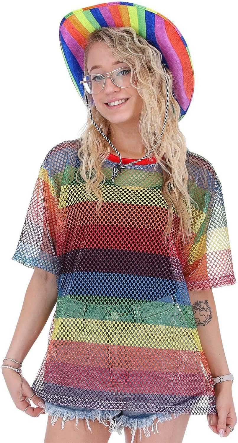 `Rainbow Mesh Top, Unisex - (Size: S-M)`