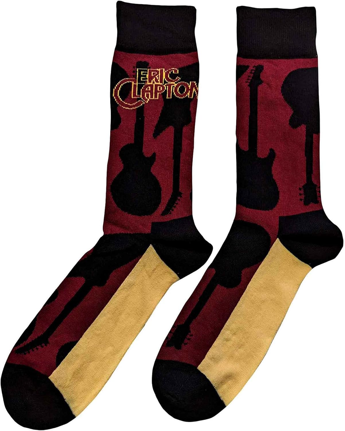 Eric Clapton Unisex Adult Guitar Socks 7 UK-11 UK Red/Beige/Black