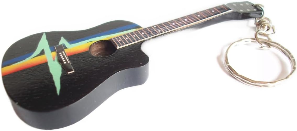 inside pink floyd guitar keychain, Black, One size