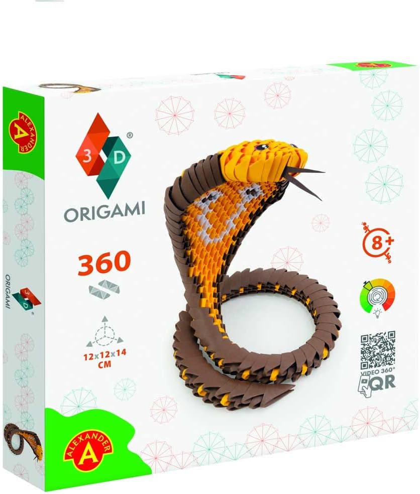 Origami 3D 501840-3D Origami Cobra - Beautiful 3D Paper Sculpture with Patented Components and Comprehensible Building Instructions 360 Pieces 12 x 12 x 14 cm from 8 Years