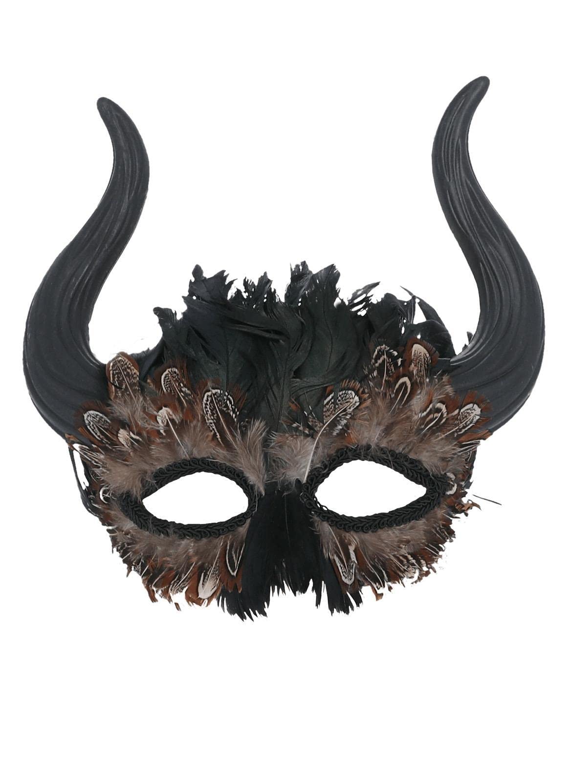 Smiffys Feathered Venetian Horned Mask