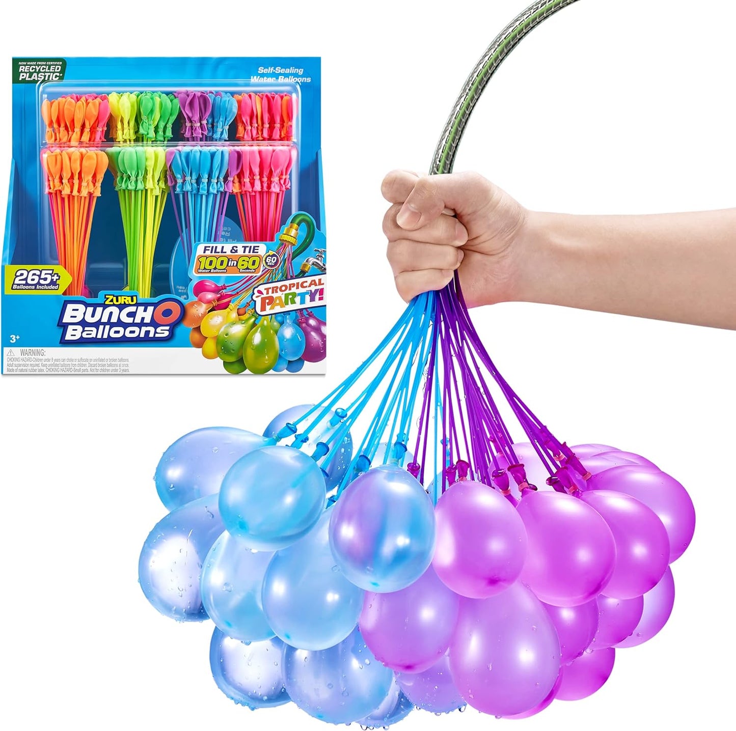 Tropical Party Bunch O Balloons 250 plus Rapid-Filling Self-Sealing Water Balloons (8 Stems