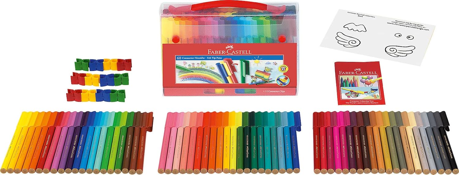 Faber-Castell Connector Fibre Tip Pen Case Box (Pack of 60