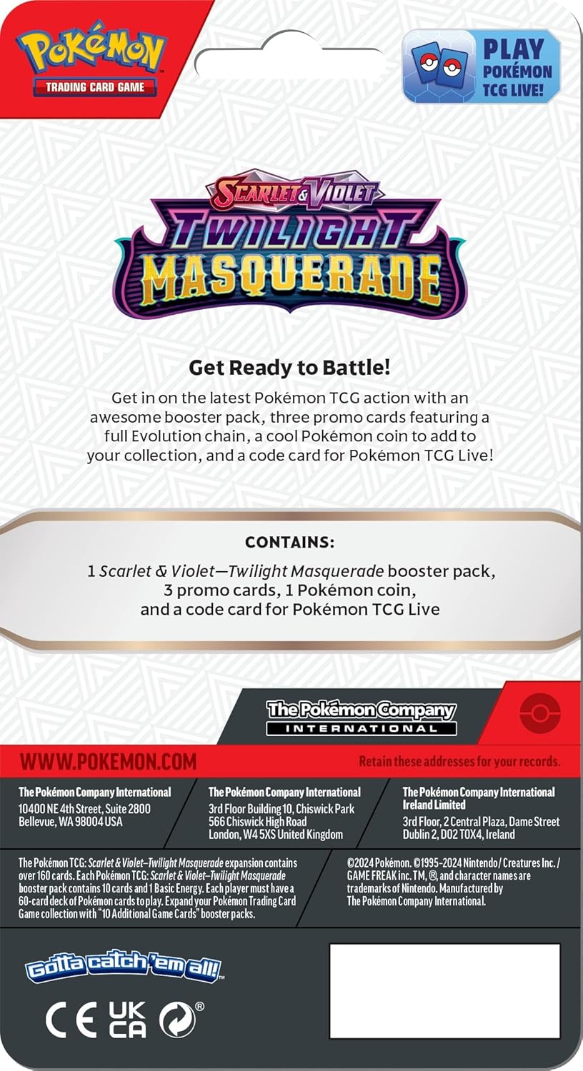 Pokémon TCG – Scarlet & Violet – Twilight Masquerade Premium Checklane Blister Porygon-Z oro Kingdra (1 blíster aleatorio