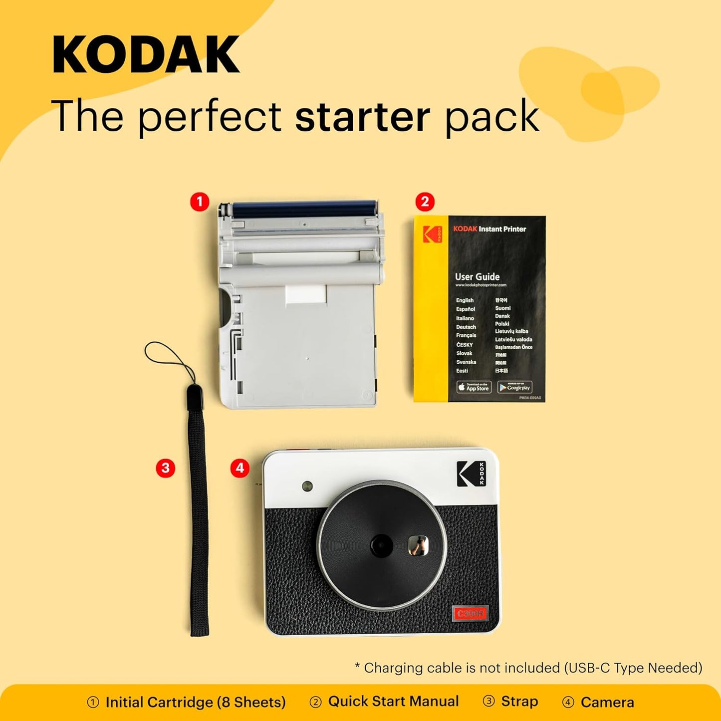 KODAK Mini Shot 3 Retro 4PASS 2-in-1 Instant Digital Camera and Photo Printer (3x3 inches)