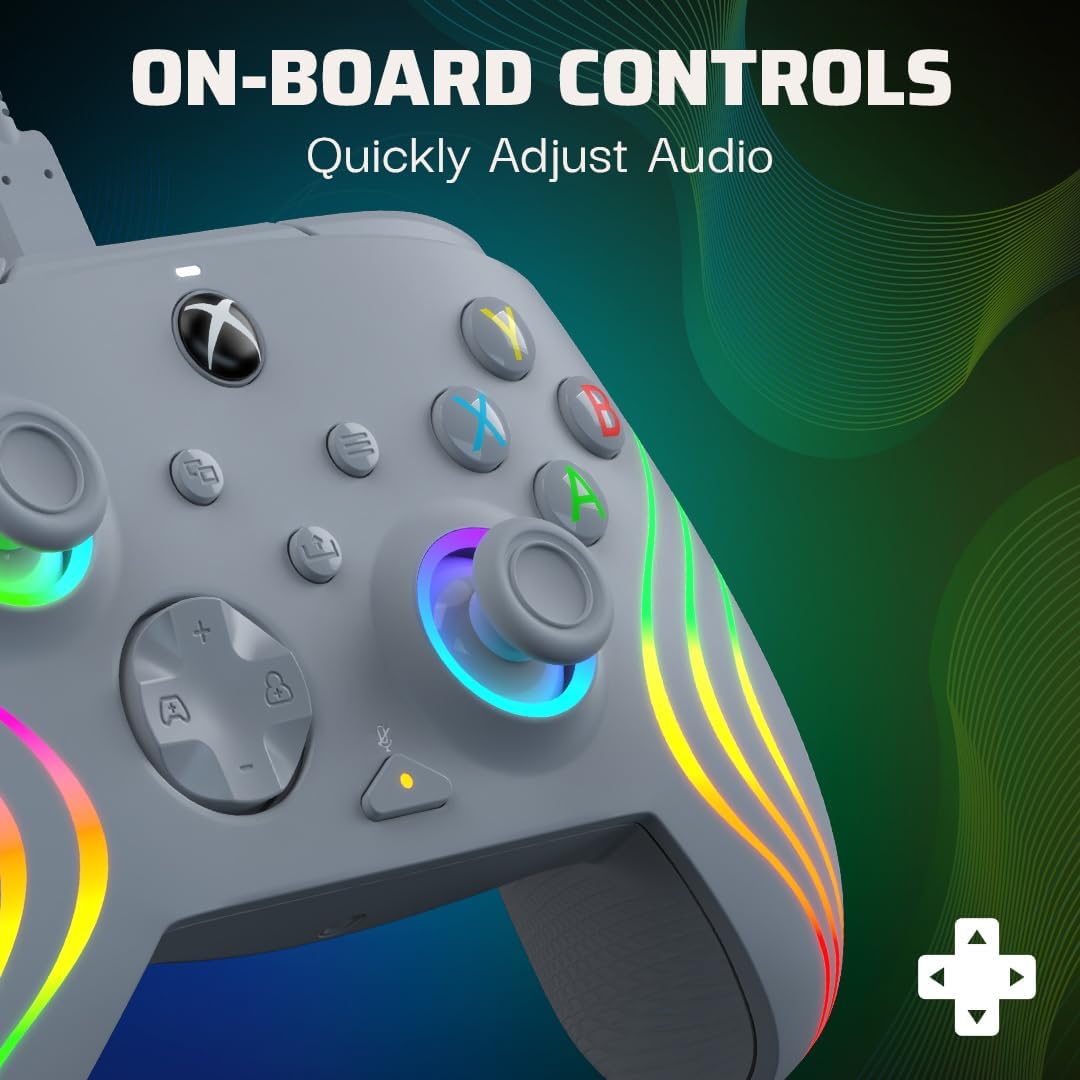 PDP AFTERGLOW XBX WAVE WIRED Controller GREY for Xbox Series X|S, Xbox One, Officially Licensed