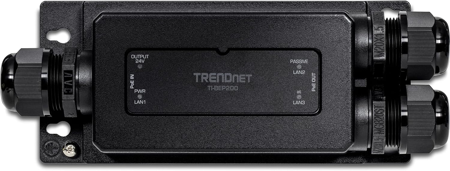 TRENDnet 2-Port Industrial Outdoor Gigabit PoE Extender, Hardened IP67 Extreme Temperature Rated Housing, Extends 100m for Total Distance up to 200m (656 ft.) for up to 2 Devices, Black, TI-BEP200