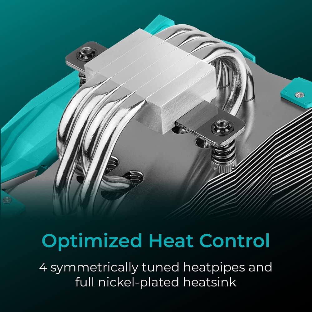 Iceberg Thermal IceSLEET G4 OC CPU Air Cooler 4 vernickelte Heatpipes mit ARGB 120 mm PWM Lüfter für Intel und AMD (Blaugrün) OC (Blaugrün)