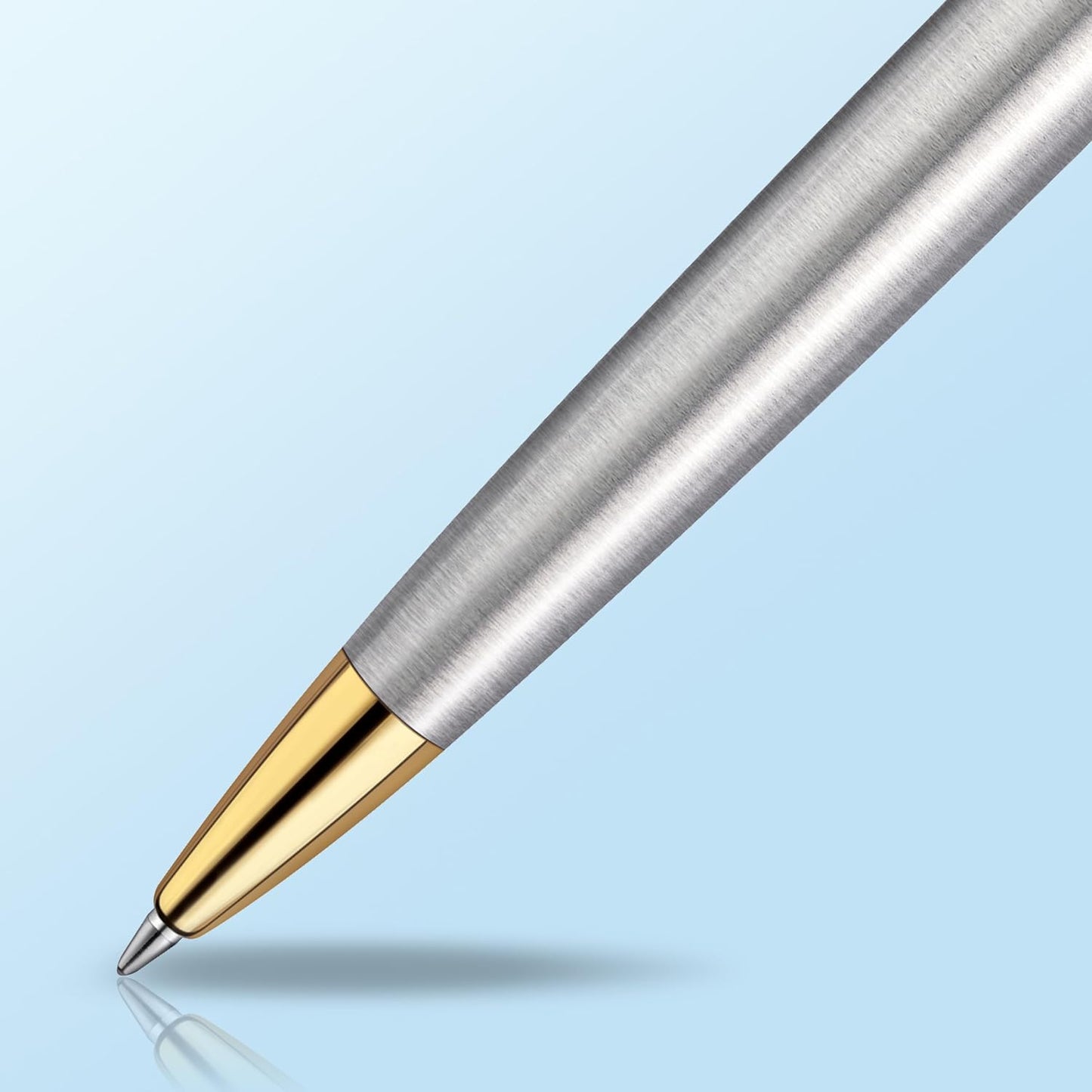 Waterman Hemisphere Ballpoint Pen | Stainless Steel with Gold Trim | Medium Point | Blue Ink Gift Box 1 count (Pack of 1) H?misph?re stainless steel with gold trim