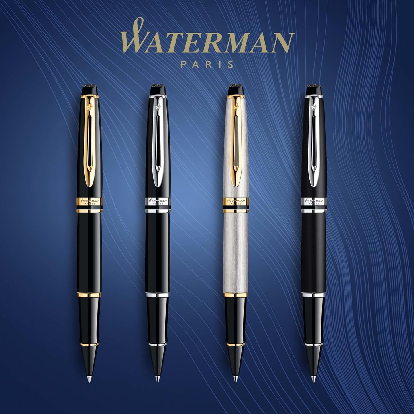 Waterman Expert Rollerball Pen | Gloss Black with 23 k Gold Trim | Fine Point | Black Ink | Gift Box Black | Gold Trim Rollerball