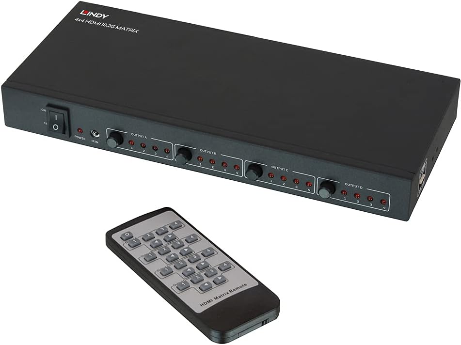 LINDY 38152 4 x 4 HDMI 4K Matrix Switch with IR remote