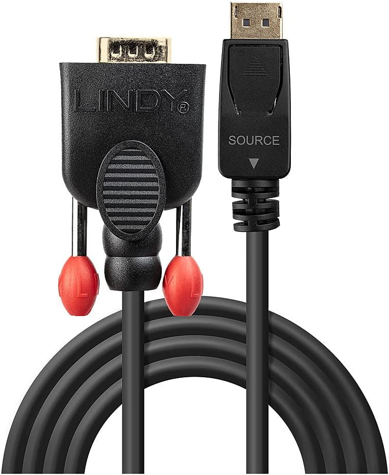 Lindy 41943 adaptador de cable Displayport VGA Negro - Adaptador para cable (Displayport, VGA, Macho/Hembra, 3 m, Negro)