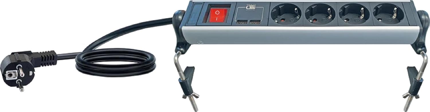`Schwaiger Steckdosenleiste 4fach 2xUSB 1,8m IP44`