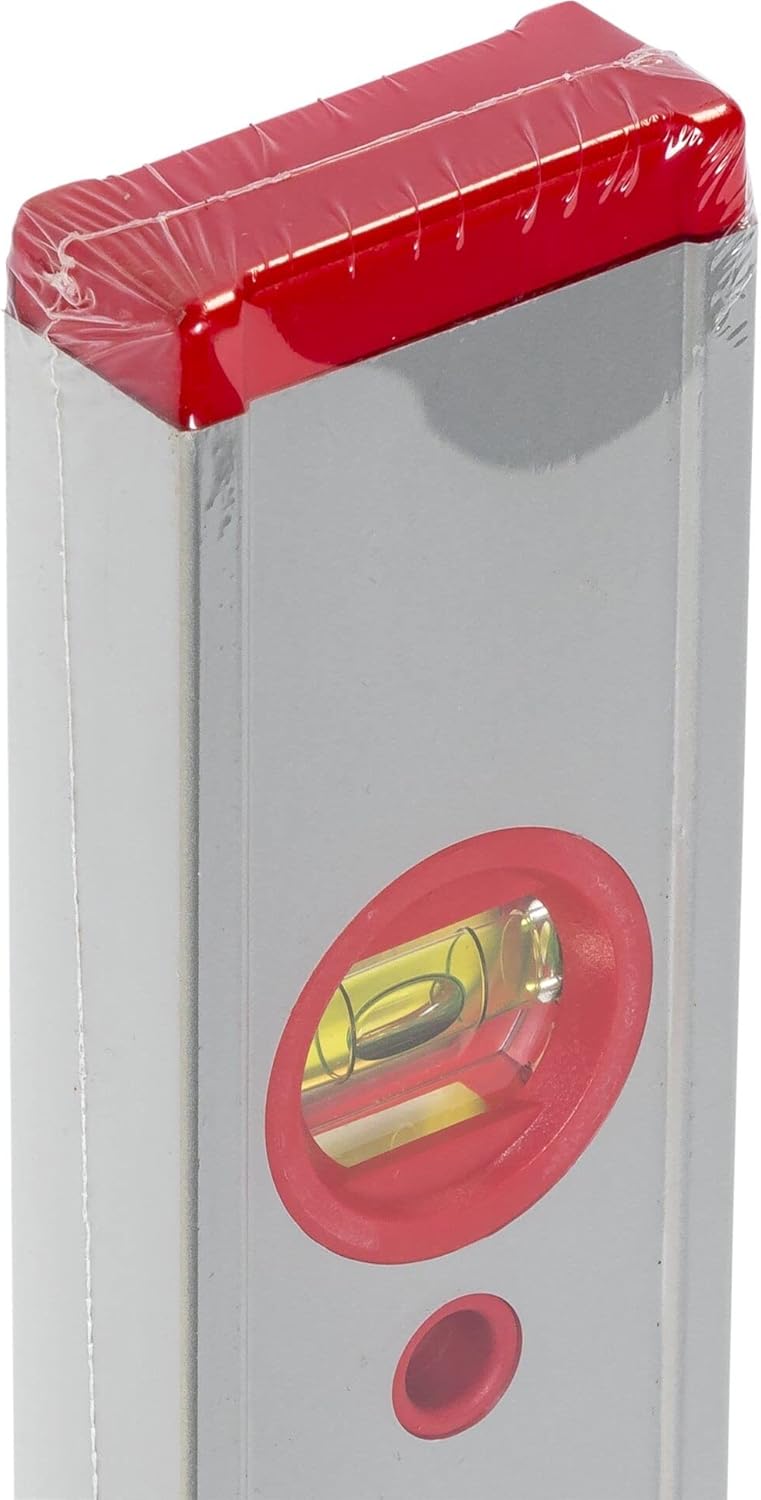 BMI Alu-Profile Spirit Level ALUSTAR (100 cm Long, Edgeless Horizontal Level with Magnifying Effect, High Measuring Accuracy 0.5 mm/m, with Rubber End Caps) 694100E (L x W x H) 100 x 2.4 x 5.5 cm