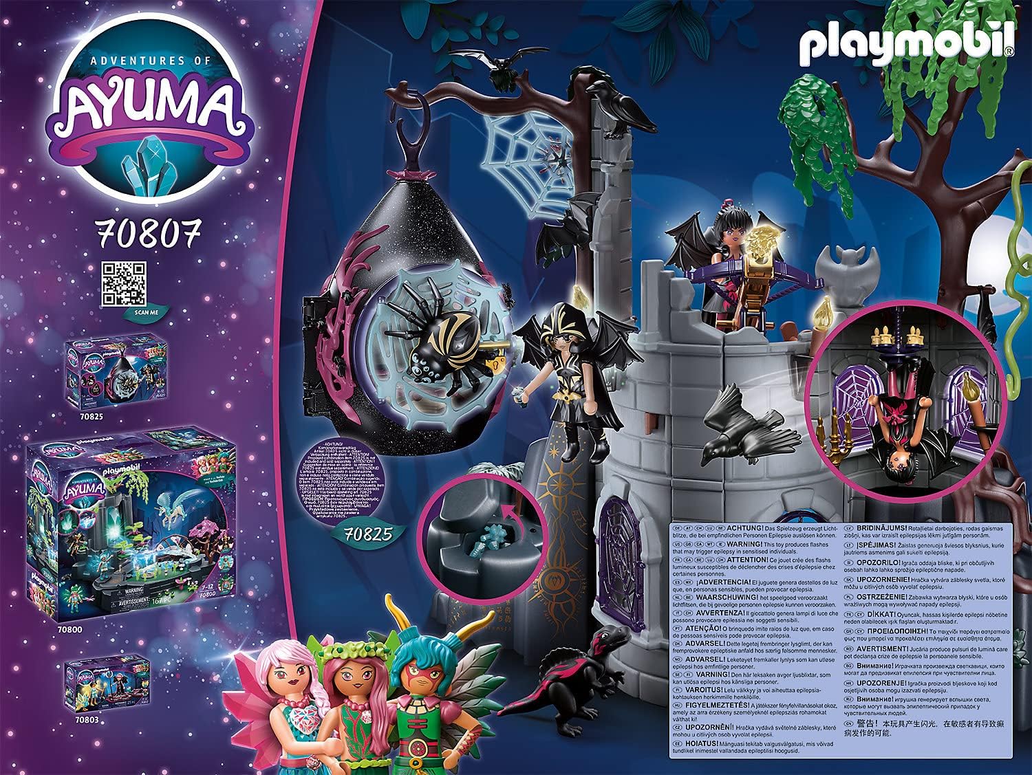 PLAYMOBIL Adventures of Ayuma 70807 Bat Fairies Ruine, Mit Lichteffekt, Spielzeug für Kinder ab 7 Jahren Single