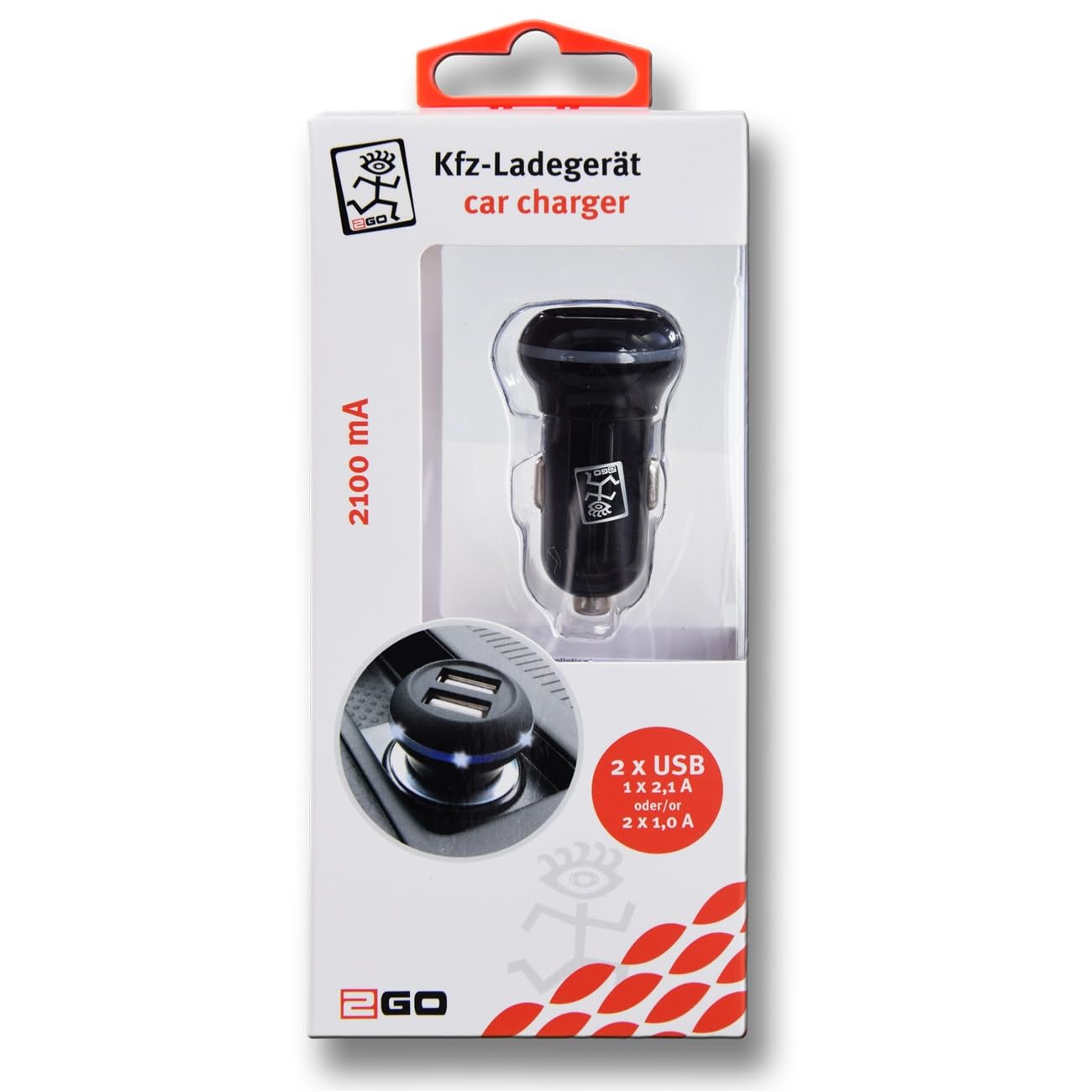 2GO Dual-USB KFZ-Ladegerat schwarz