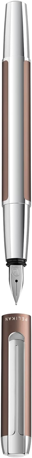Pelikan Füllhalter Pura P40, Mokka, Feder M (mittel), hochwertiger Patronenfüller im Geschenk-Etui, 822794